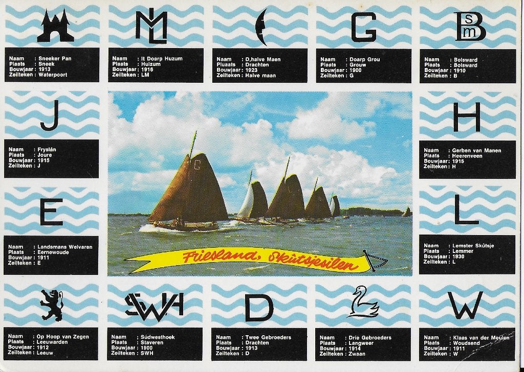 Friesland Skutsjesilen gelopen Ansichtkaart ( 1233 ), Ophalen of Verzenden, 1980 tot heden, Gelopen, Friesland