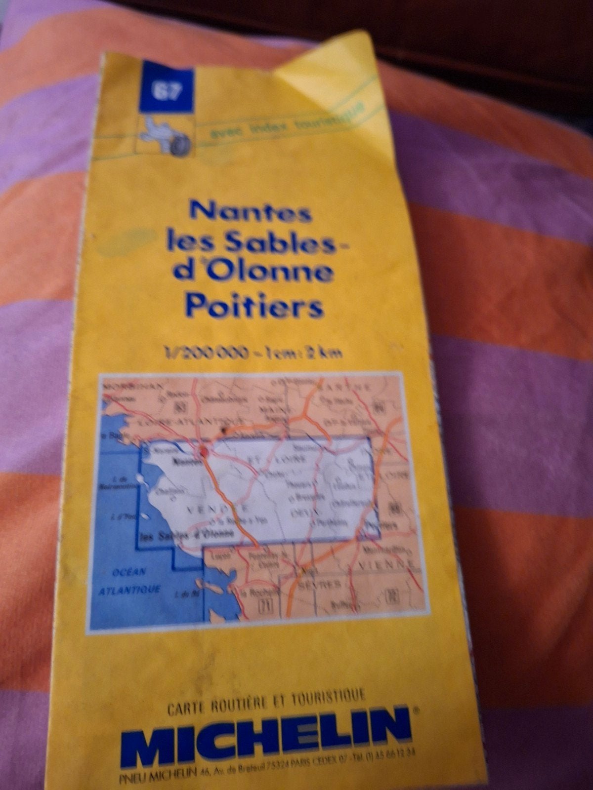 Michelin wegenkaart 67 Nantes Les Sables-d'Olonne Poitiers, Landkaart, 1800 tot 2000, Ophalen, Gelezen