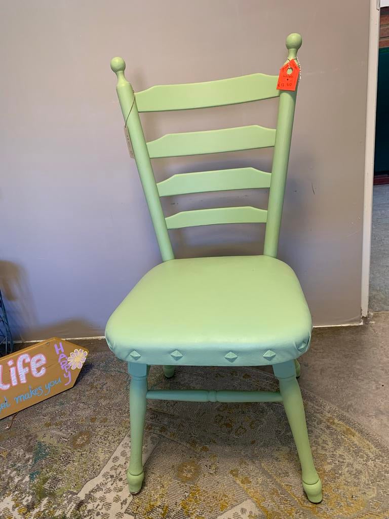 Vintage opgeknapte stoel - Licht/mintgroen, Ophalen
