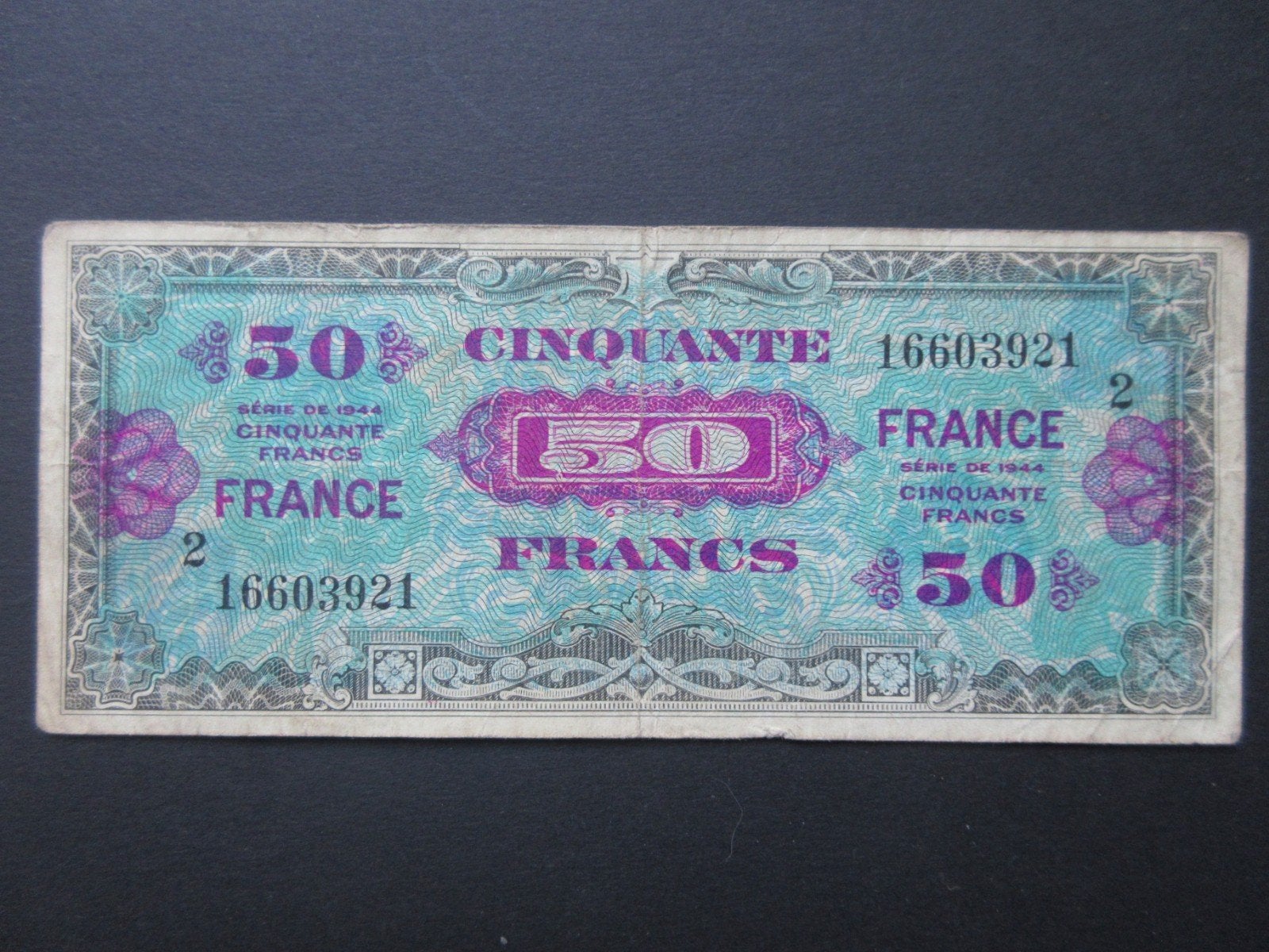 50 Francs 1944 Frankrijk AMC p122b (01) WW2, Verzenden, Frankrijk, Los biljet