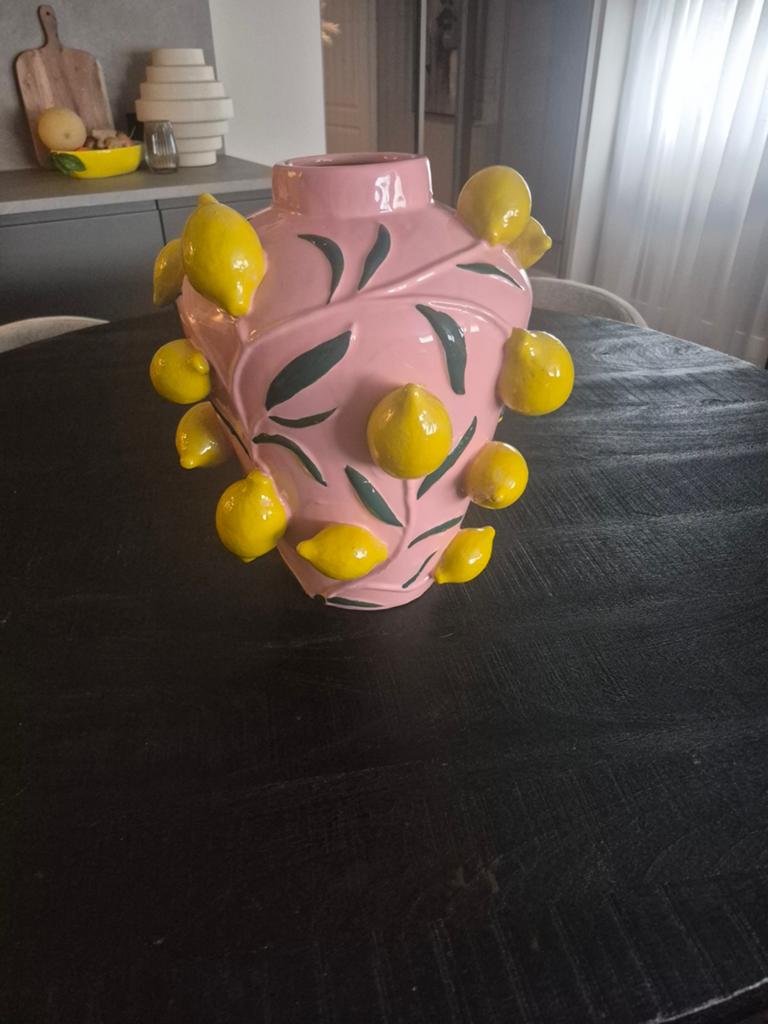 Mica grote roze vaas, Overige kleuren, Ophalen of Verzenden, Minder dan 50 cm, Glas