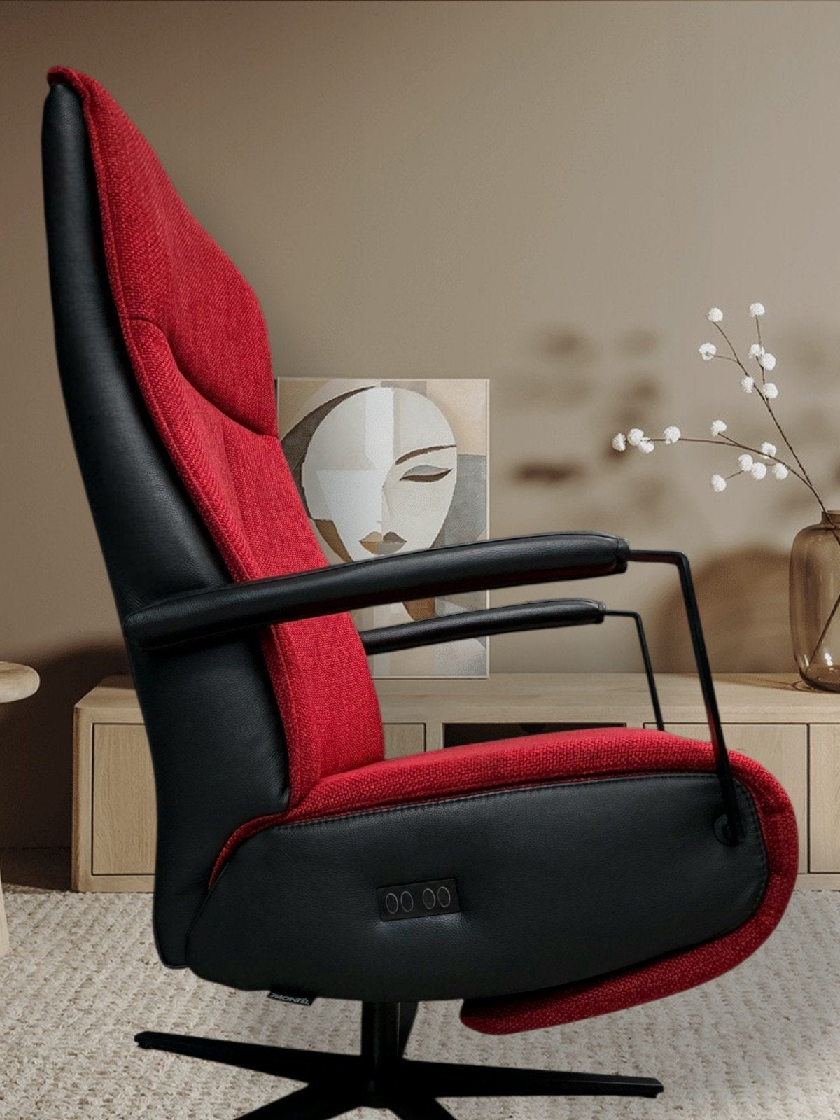Montel maat L relaxstoel + accu.Elektrische relax leder/stof, Huis en Inrichting, Ophalen of Verzenden, Zo goed als nieuw, Leer