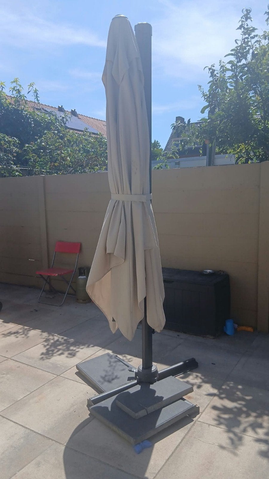 Grote parasol 3x3 meter, Ophalen, Gebruikt, Zweefparasol
