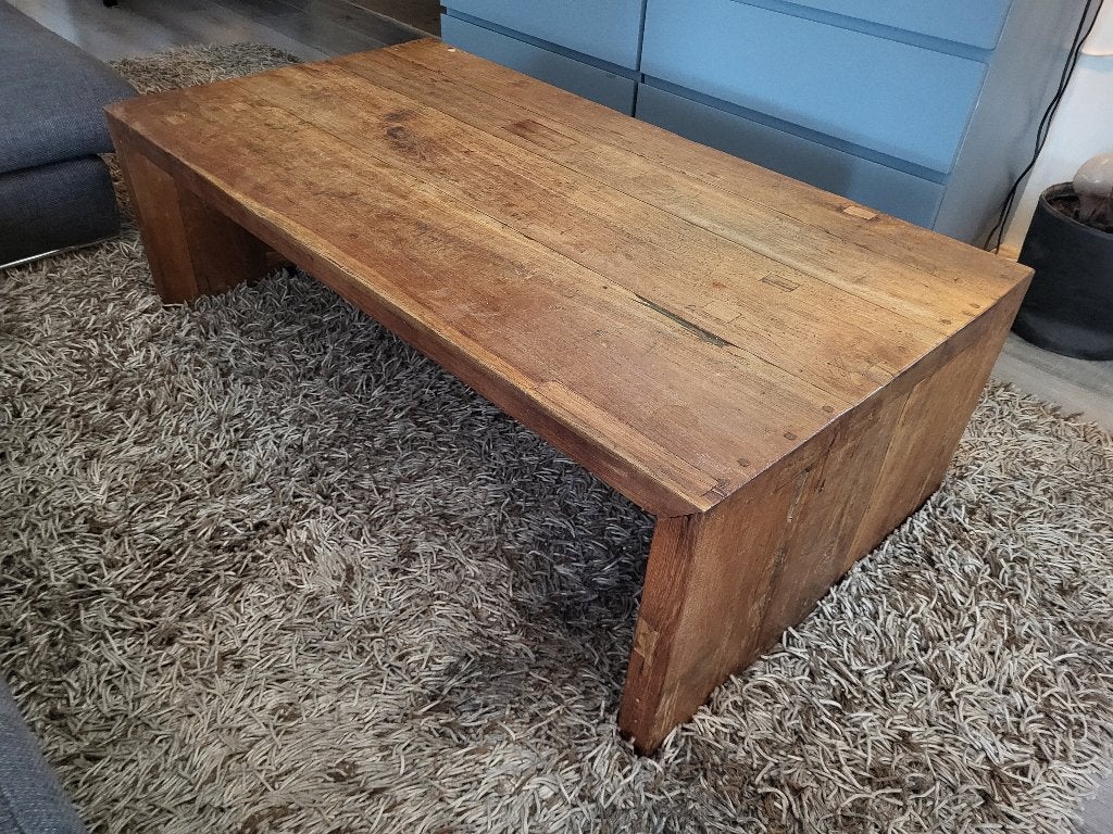 Teakhout salontafel, Huis en Inrichting, Ophalen, Gebruikt, 100 tot 150 cm, Teakhout