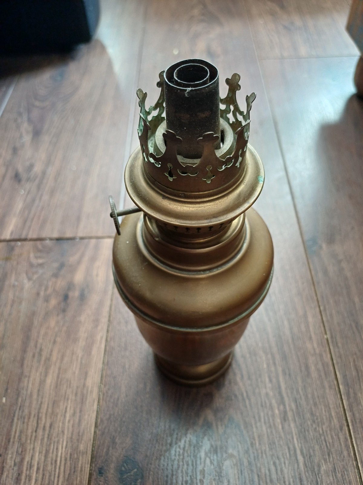 Antieke koperen olielamp - Vintage sfeerverlichting, Antiek en Kunst, Antiek | Lampen, Ophalen of Verzenden