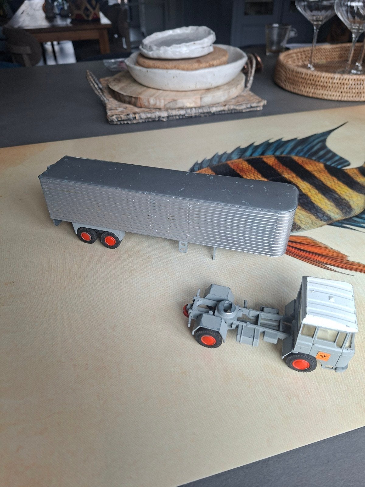 Lion Car DAF Trekker met Euro Trailer - Vintage Model, Ophalen of Verzenden, Gebruikt