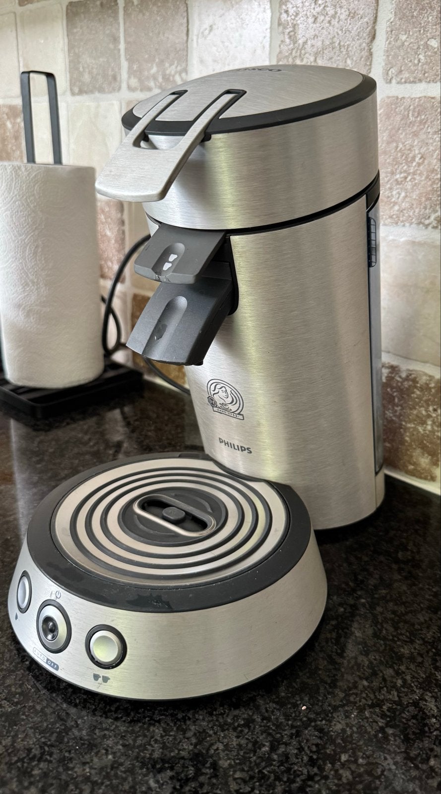 Philips Senseo HD7840 Excel RVS + 2 RVS Padsblikken 2 kopjes, Ophalen, Gebruikt, Koffiemachine, 2 tot 4 kopjes