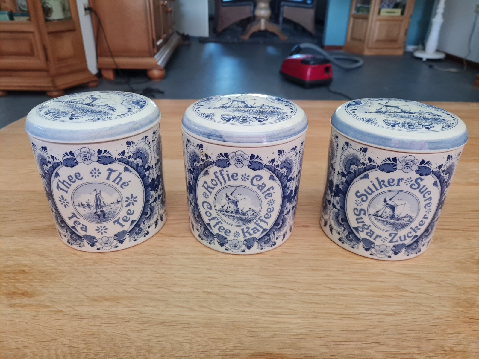 Delfts Blauw Voorraadpotten Set - Thee, Koffie, Suiker, Ophalen of Verzenden