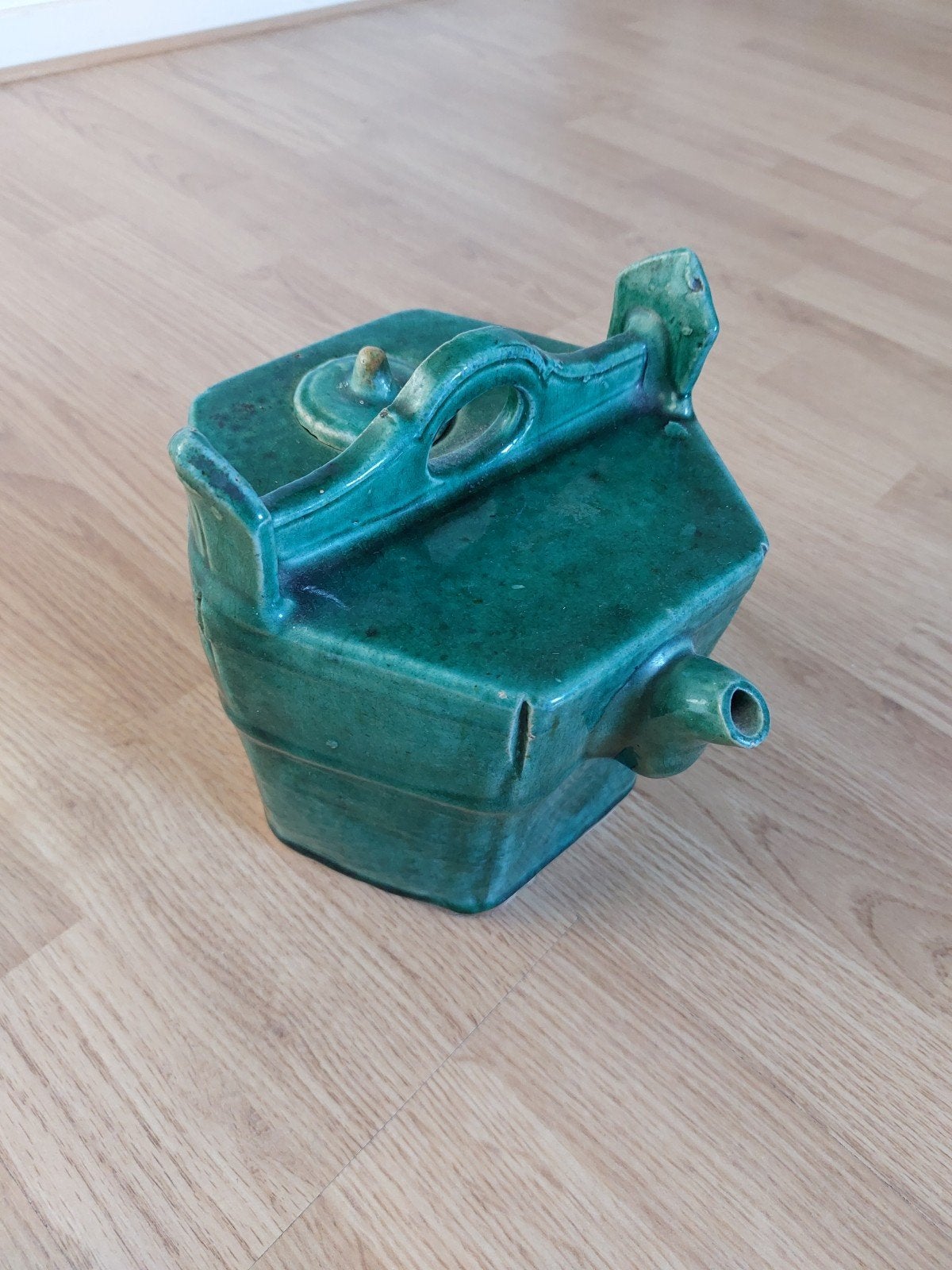 Smaragdgroene Chinese aardewerk theepot, midden 20e eeuw, Verzenden