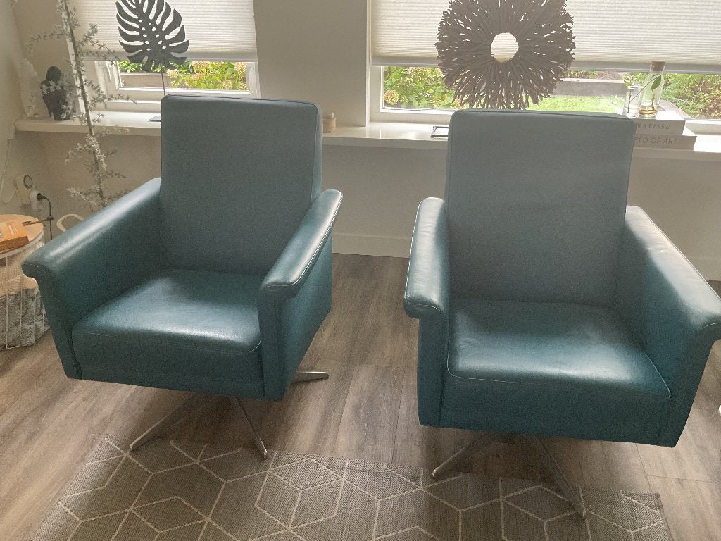 2 Draaifauteuils, Huis en Inrichting, Ophalen, Minder dan 75 cm, Zo goed als nieuw, Leer