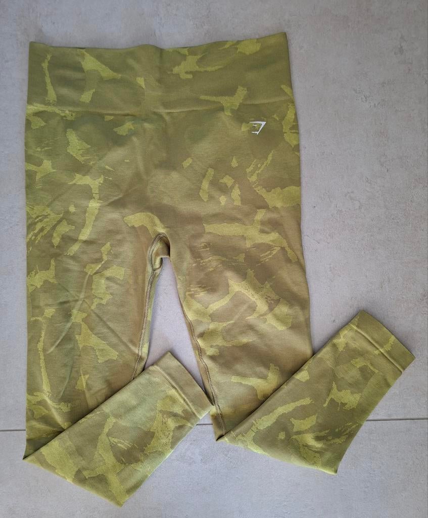 Gymshark sportlegging mosterdgeel met scrunch, maat XL, Geel, Maat 46/48 (XL) of groter, Ophalen of Verzenden, Gymshark