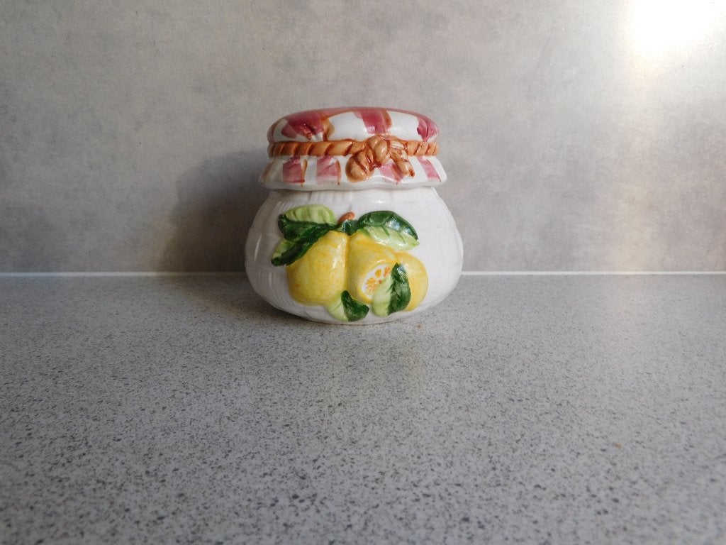 Confiture / Suikerpot Citroen Majolica/Barbotine - 10 cm, Antiek en Kunst, Ophalen of Verzenden