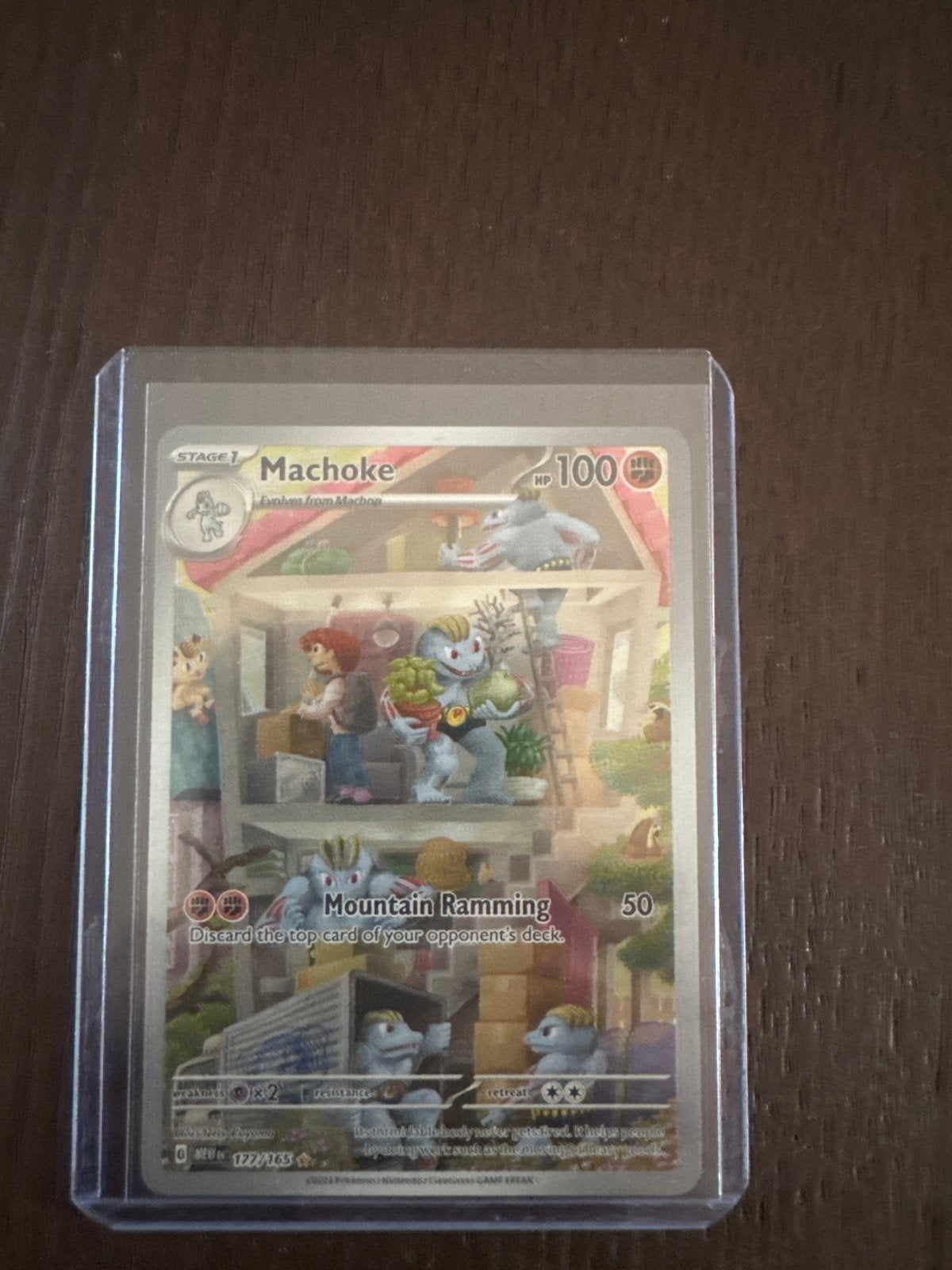 Machoke Pokémon kaart MEW177, Ophalen of Verzenden, Zo goed als nieuw, Losse kaart