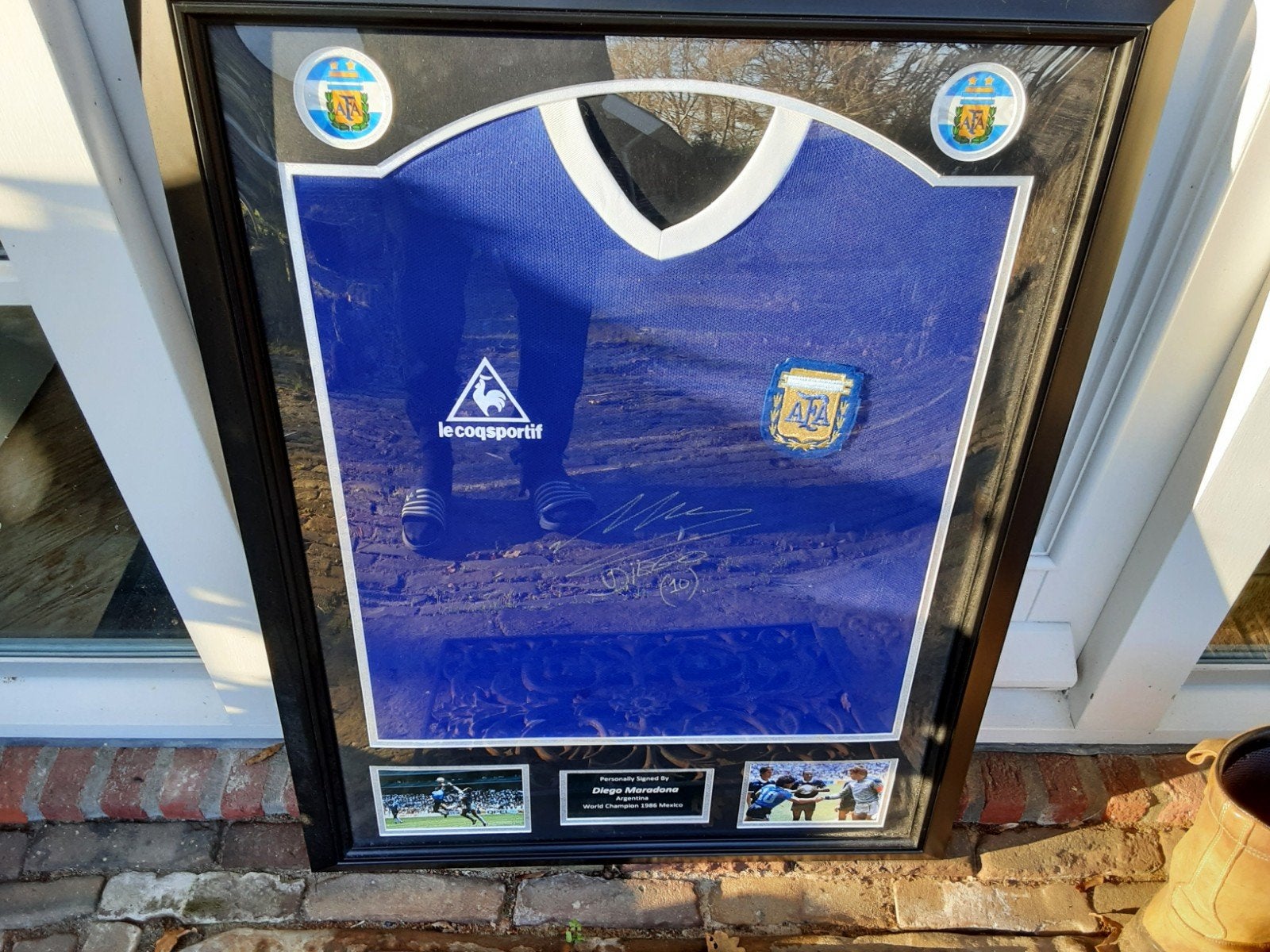 MARADONA GESIGNEERD SHIRT ARGENTINIE DE HAND VAN GOD 1986 WK, Ophalen