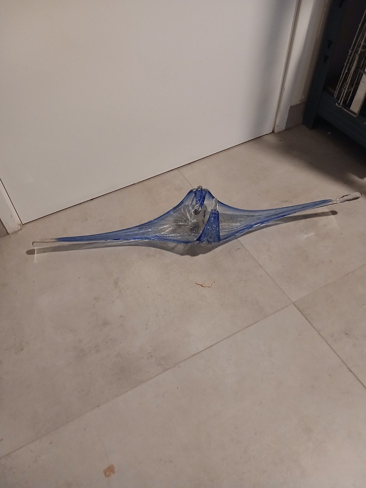 Murano glazen schaal/decoratie - Blauw, 88x20 cm, Ophalen of Verzenden