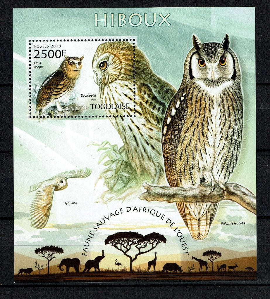 TOGO 2013 PF BLOK UILEN OWLS VOGELS BIRDS 2, Ophalen of Verzenden, Postfris, Dier of Natuur