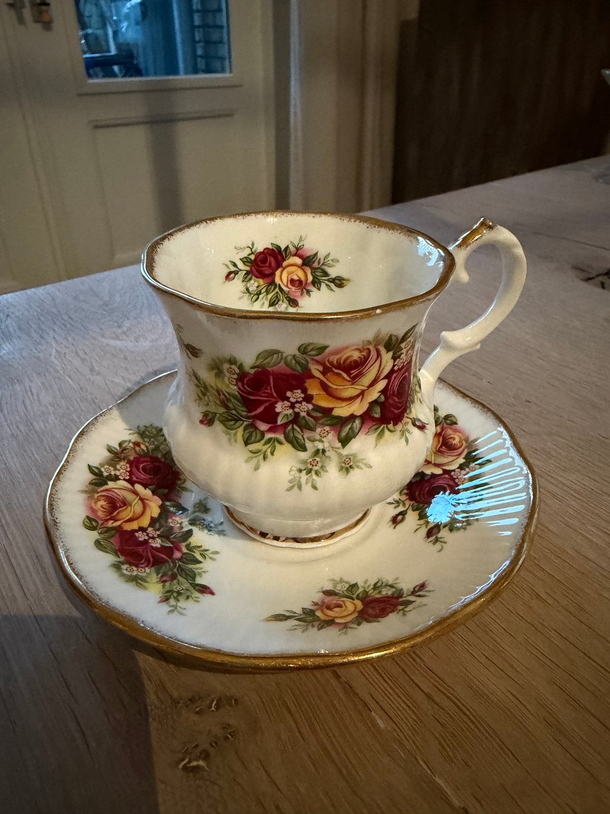 Elizabethan English Garden Kop en Schotel - Fine Bone China, Ophalen of Verzenden