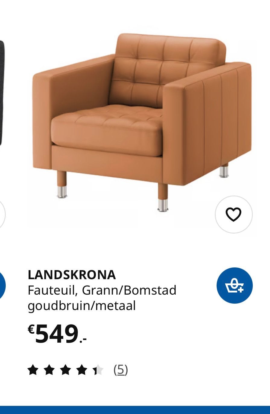 Ikea leren stoelen landskrona, Ophalen, Twee, Bruin, Leer