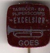 Speldje TAMBOER EN PIJPERSCORPS EXCELSIOR GOES (A3), Ophalen of Verzenden, Gebruikt, Overige onderwerpen