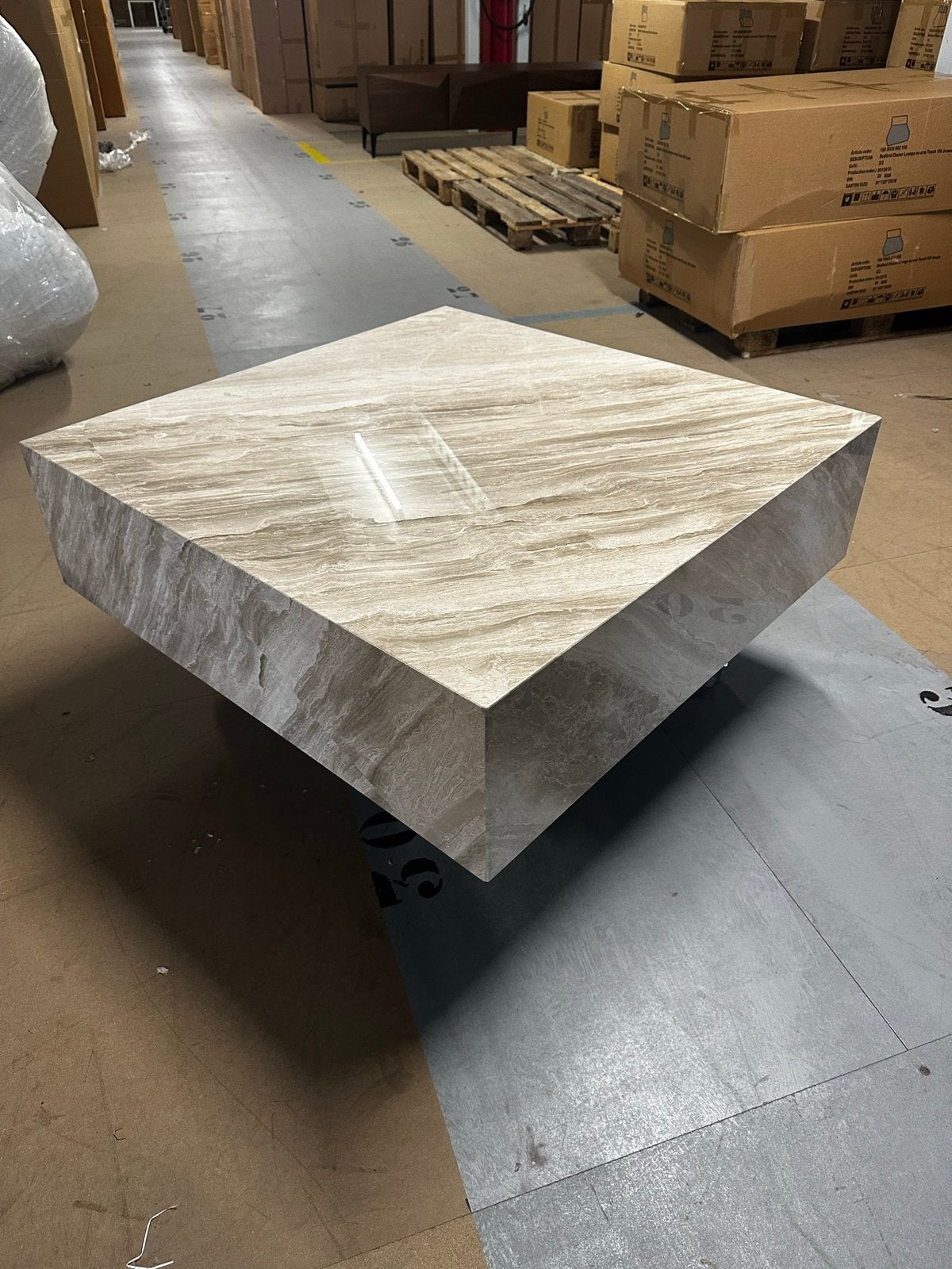 Massief Marmeren Salontafel - 100x100 cm, Ophalen, Overige materialen, Gebruikt, 100 tot 150 cm