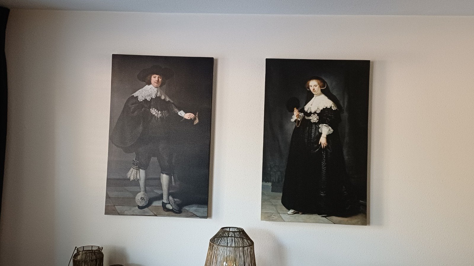 Rembrandt reproductie: Marten Soolmans en Oopjen Coppit, Antiek en Kunst, Ophalen, Doek, Portret of Personen, Klassiek