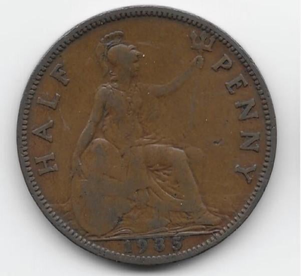 Verenigd Koninkrijk ½ penny 1935 KM# 837, Verzenden, Overige landen, Losse munt