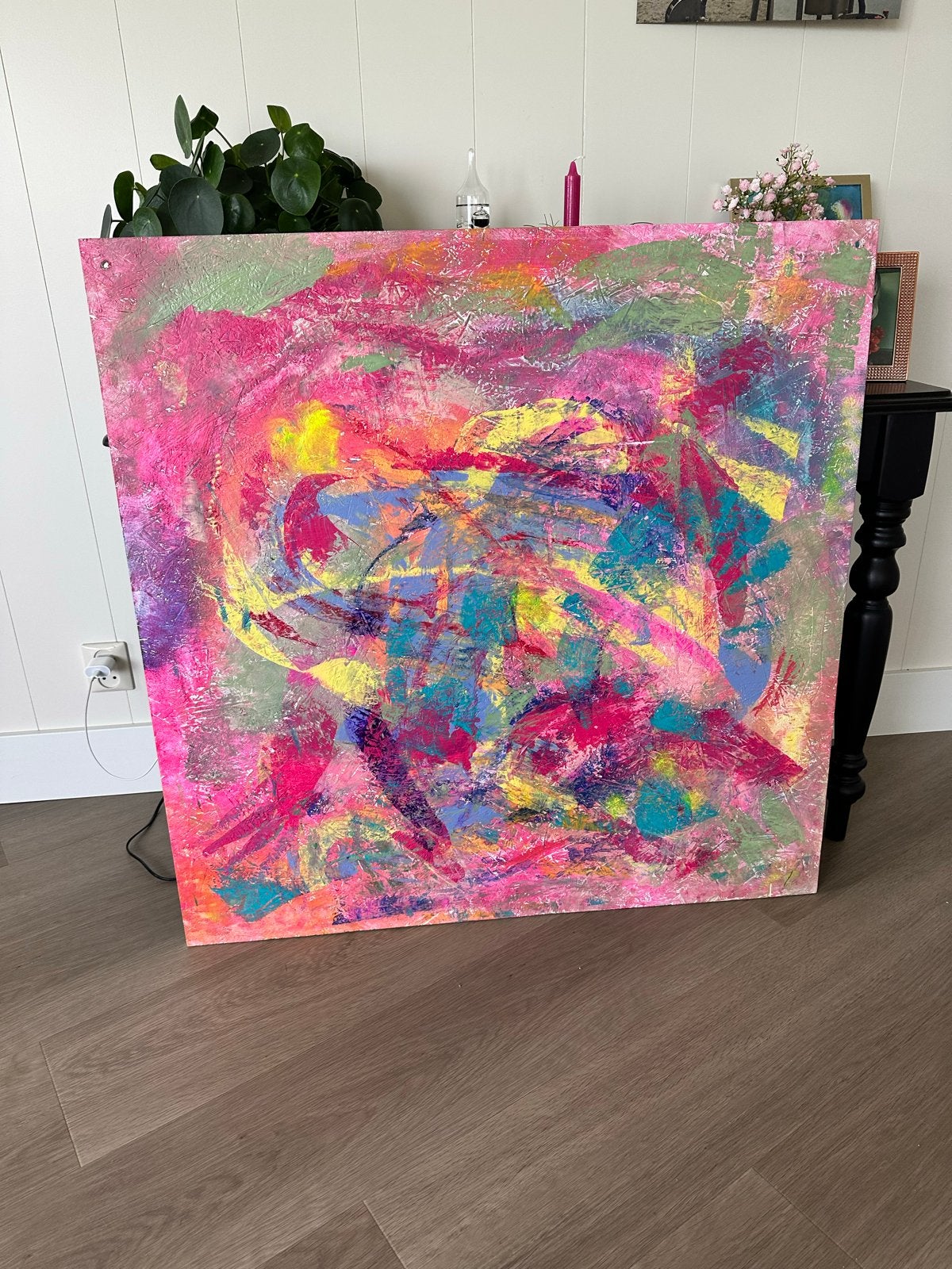 Abstract Schilderij: Levendige Kleurenexplosie, Antiek en Kunst, Ophalen