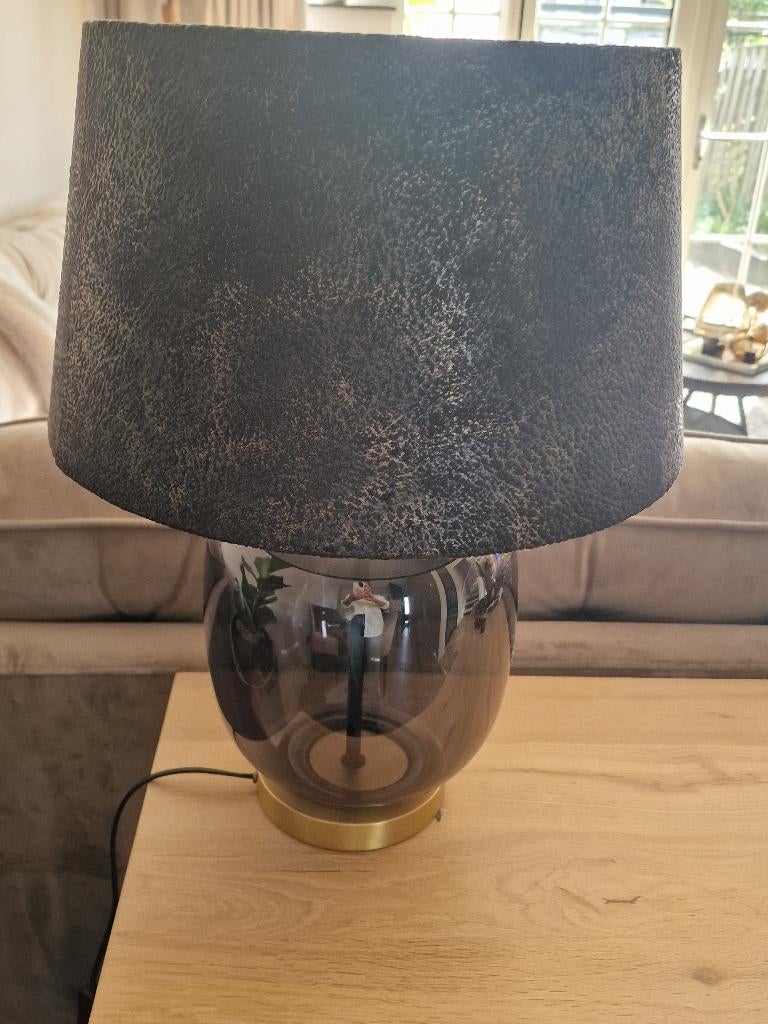 Mooie tafellamp rookglas, Ophalen, 50 tot 75 cm, Hotelchique, Glas