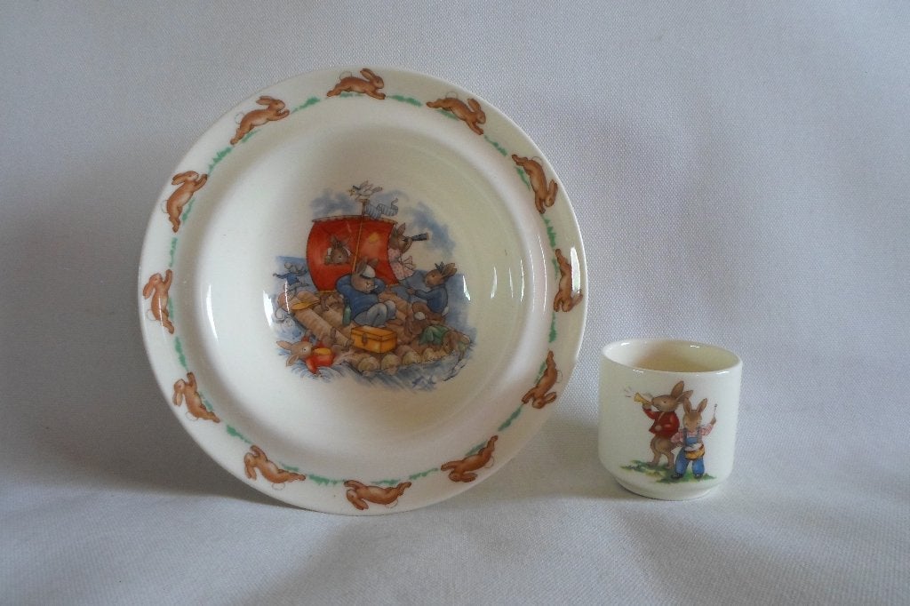 Royal Doulton Bunnykins Kom + Eierdop, Ophalen of Verzenden