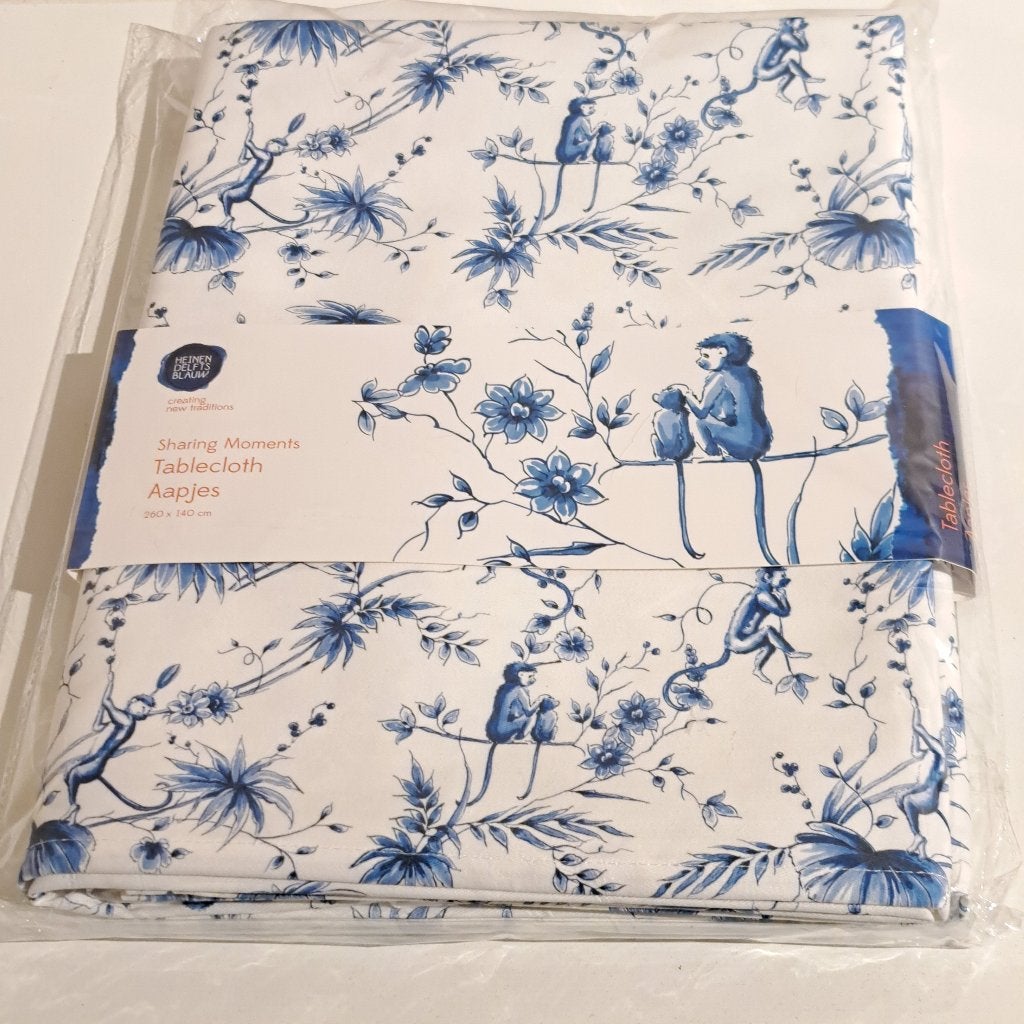 Tafelkleed Heinen Delfts Blauw Aapjes, Ophalen of Verzenden, Nieuw, Rechthoek