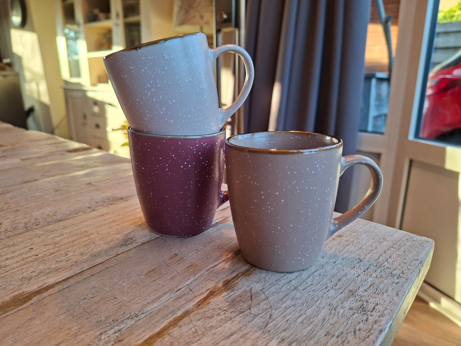 Prachtige set van 3 Siaki "Sterrenhemel" koffiemokken, Ophalen of Verzenden, Aardewerk, Overige stijlen