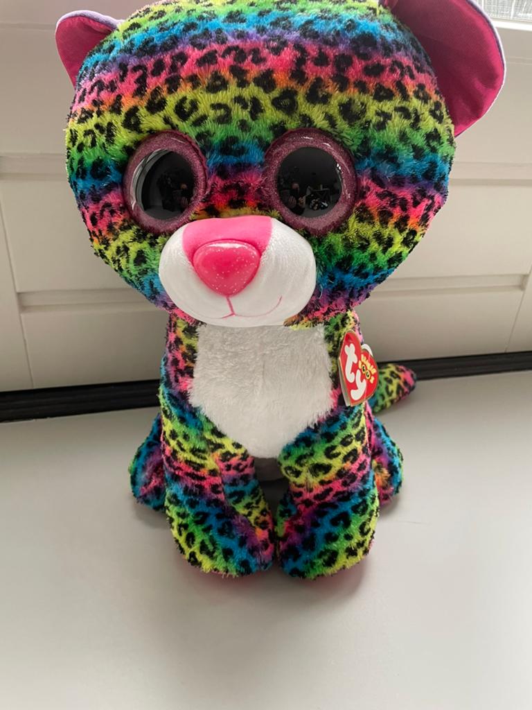 Ty Beanie Boo XL Regenboog Luipaard Knuffel, Overige karakters, Overige typen, Ophalen of Verzenden, Middelgroot (20 tot 80 cm)