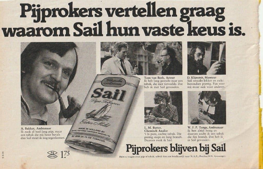 retro reclame 1979 Sail pijptabak keus van Tom van Beek, Verzenden, Overige typen