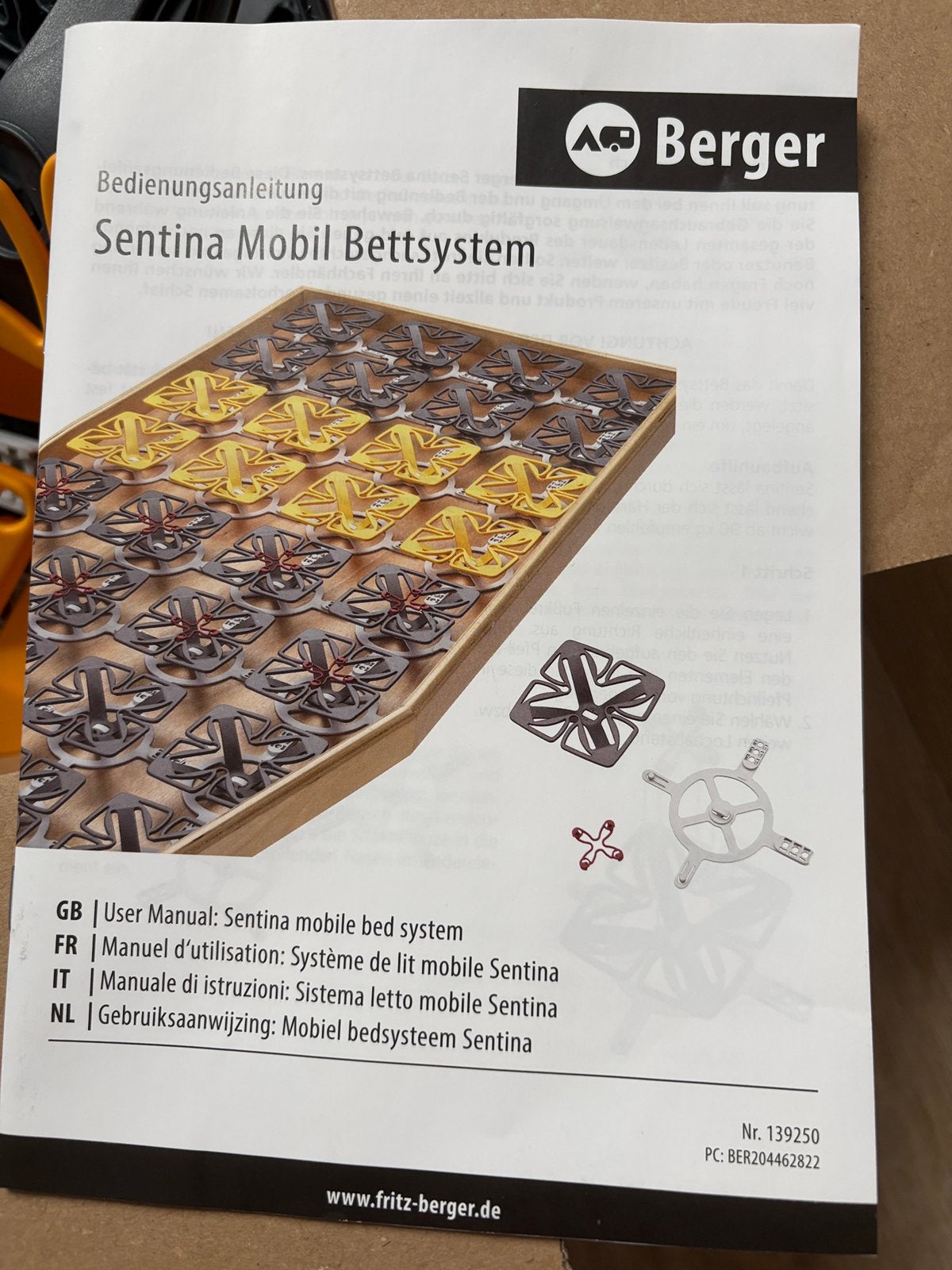 Bedschotels, Sentina bed kliksysteem a la Froli, Ophalen