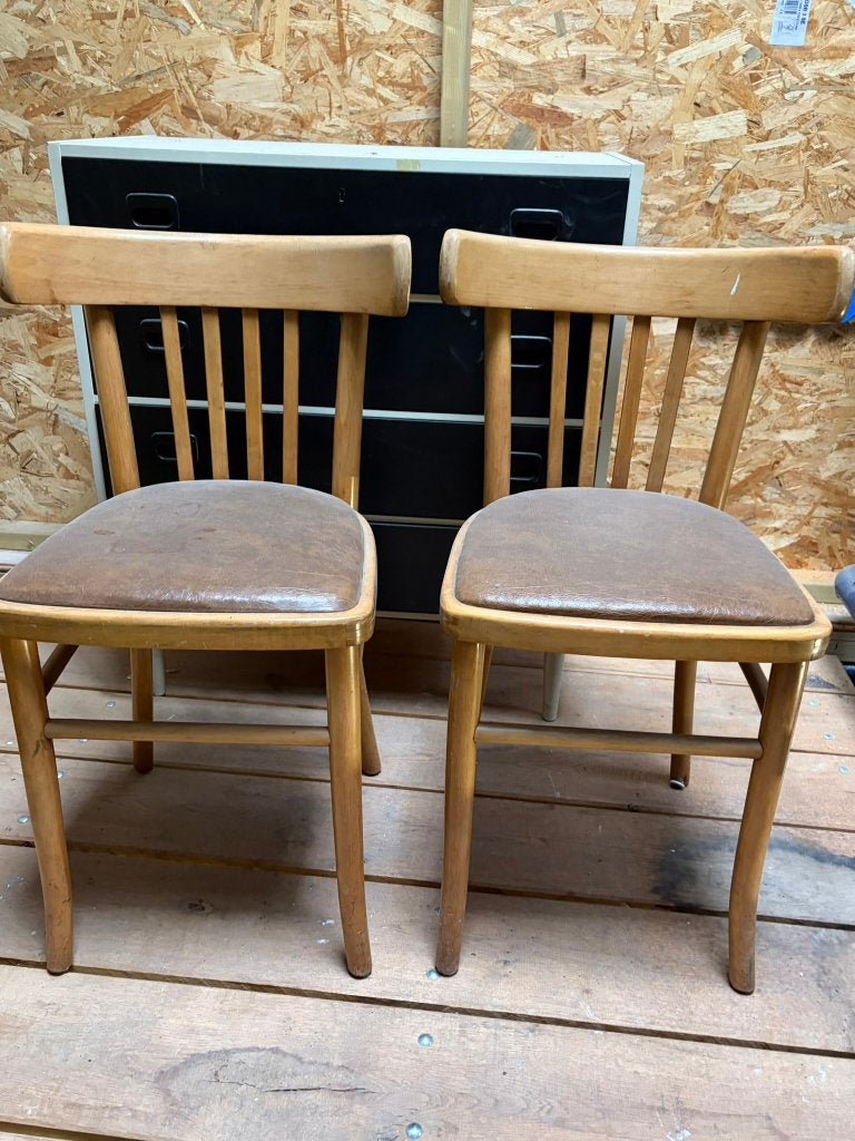 Vintage cafestoel, Ophalen, Gebruikt, Twee, Bruin