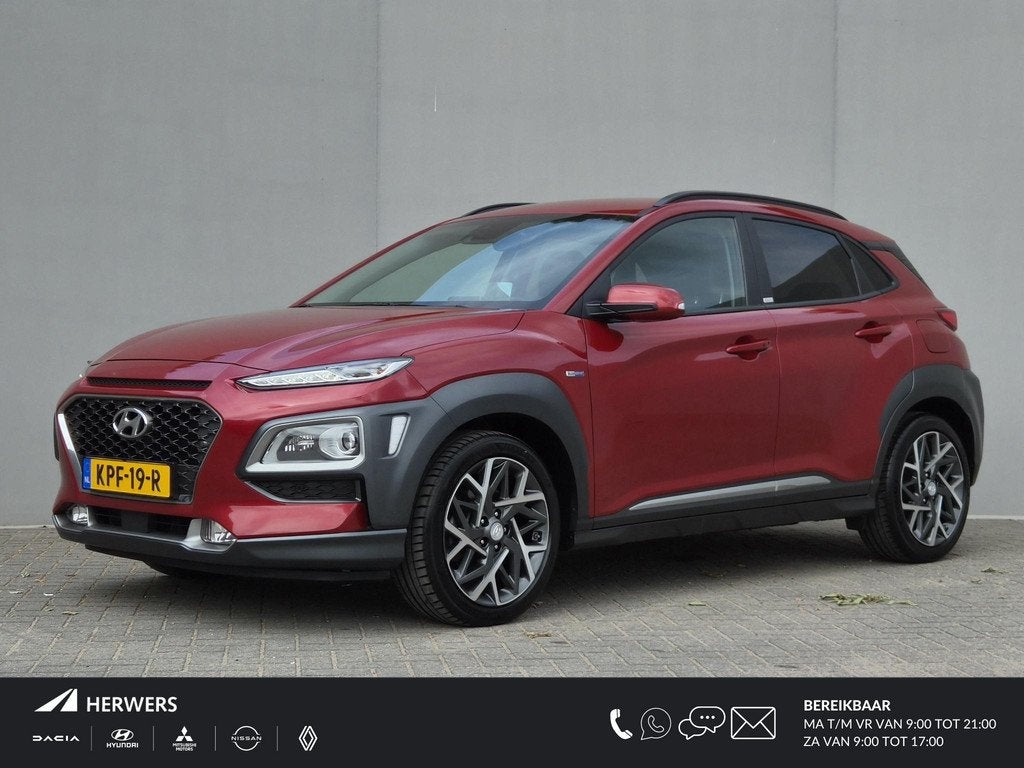Hyundai Kona 1.6 GDI HEV Premium / Dealer onderhouden / Head, Auto's, Hyundai, Gebruikt, Euro 6, 2 kWh, Leder