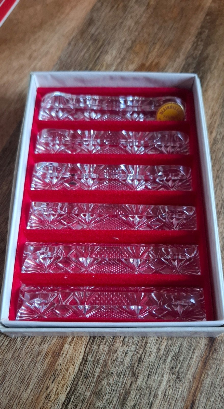 Vintage kristallen messenleggers Set van 6, Antiek en Kunst, Ophalen of Verzenden