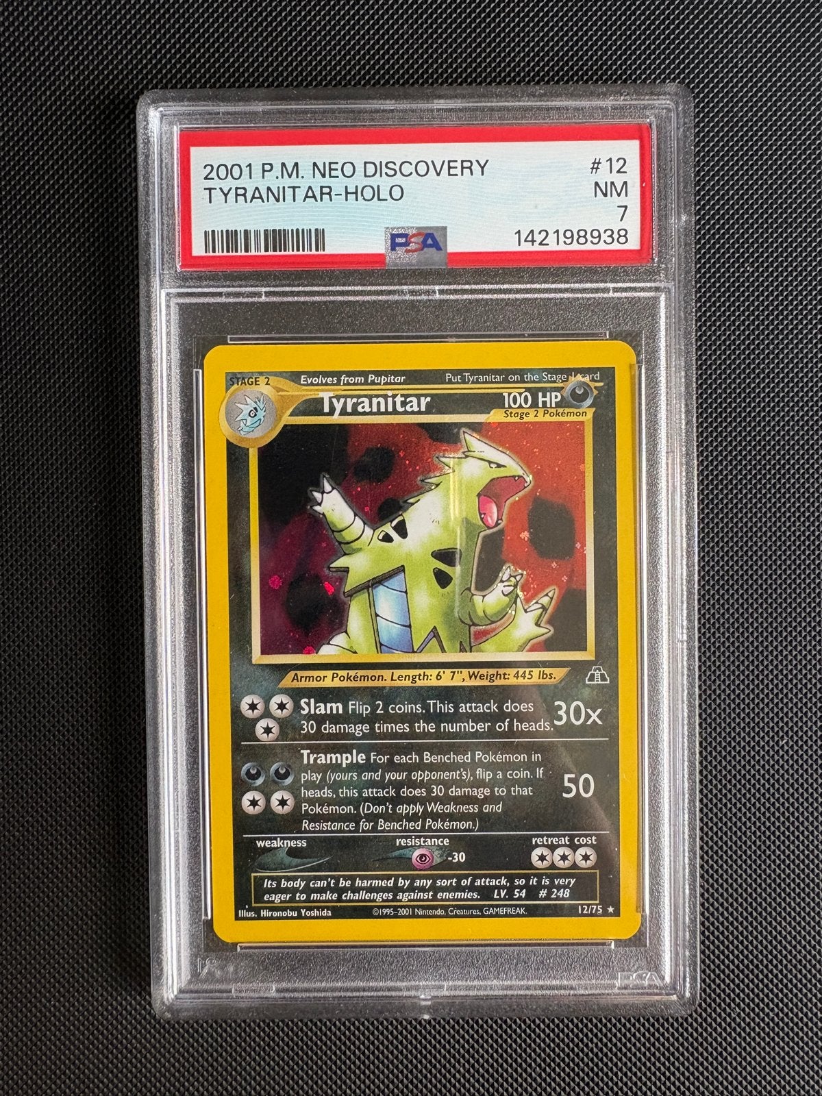 Tyranitar Holo #12 PSA 7, Ophalen, Zo goed als nieuw, Losse kaart