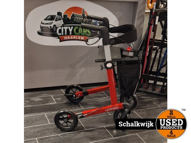 Leopard rollator met comfort banden nieuw Rood