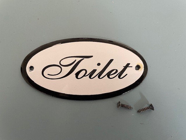 brocante bordje toilet 5 x 10 cm ook voor de badkamer, Antiek en Kunst, Ophalen of Verzenden