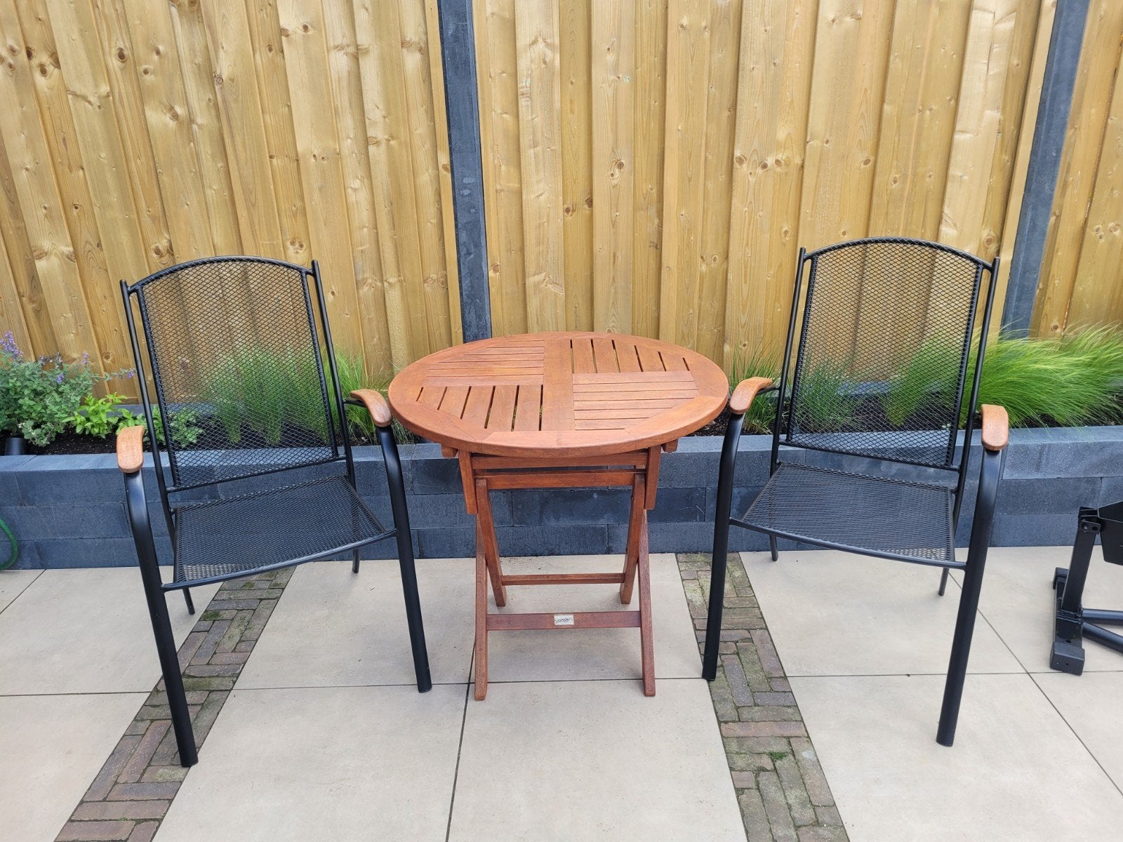 🌿 Populair Teak Bistroset – Klaptafel + 2 Tuinstoelen 🌿, Gebruikt, Teakhout, Tuinset, Eettafel
