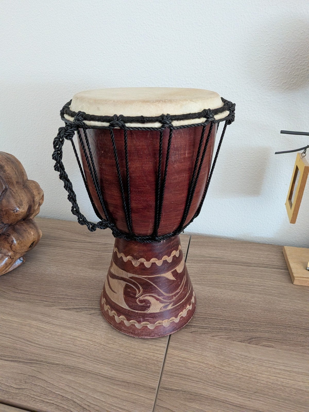 Mooie Djembe - Handgemaakt met Uniek Patroon, Muziek en Instrumenten, Drumstellen en Slagwerk, Ophalen of Verzenden, Gebruikt