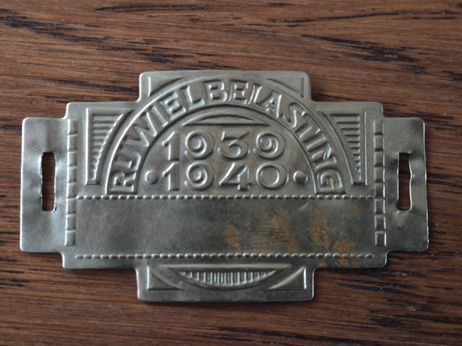 Vintage Fietsbelastingplaatje 1939-1940, Verzamelen, Ophalen of Verzenden, Gebruikt