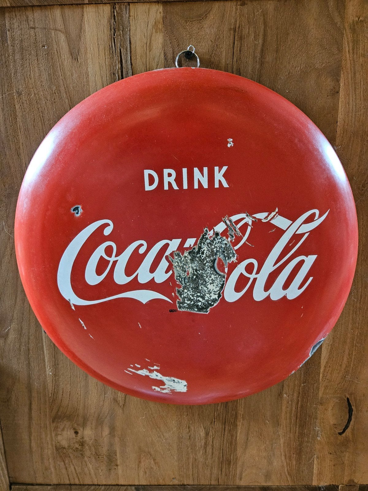 Vintage Coca-Cola Emaille Reclamebord, Ophalen of Verzenden, Gebruikt, Reclamebord