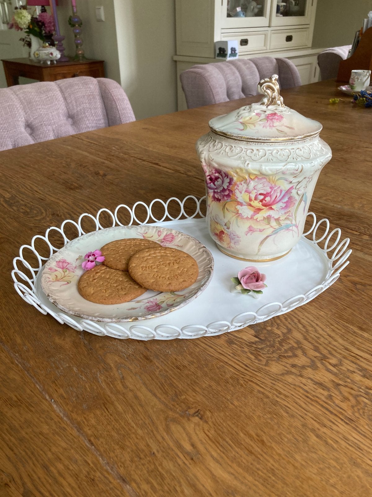Antieke sleetse koekjes pot cookie jar brocante Engels, Ophalen of Verzenden