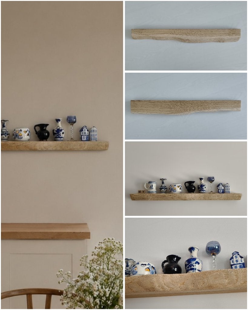 Zwevende eiken wandplank houten decoratie schap 64cm #294, Houtatelier M.Y., Info@myhoutatelier.nl, Nieuw, Ophalen of Verzenden