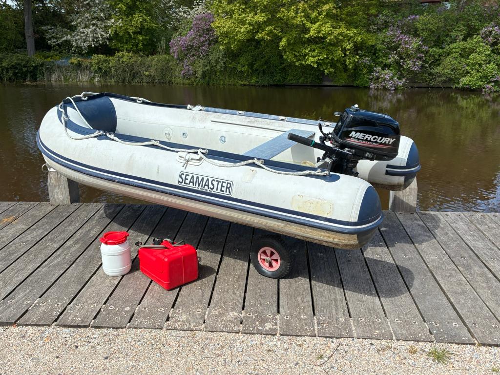 Rubberboot Seamaster 300 met Mercury buitenboordmotor 6pk, Watersport en Boten, Rubberboten, Gebruikt, Overige merken, Aluminium