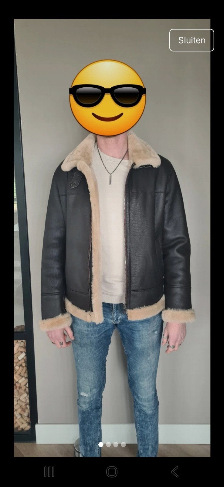 Nieuwe echt lederen Lammy coat - Maat L, Kleding | Heren, Jassen | Winter, Ophalen of Verzenden, Nieuw, Maat 52/54 (L), Bruin