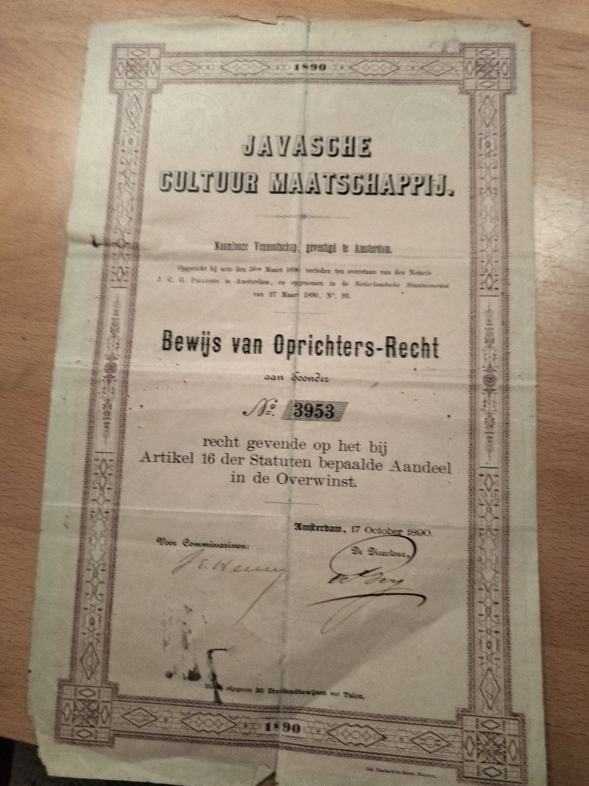 aandelen Nederlands indie, Ophalen of Verzenden, Voor 1920, Aandeel