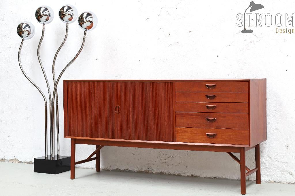Hvidt Teak Sideboard Credenza Vintage Deens Design Jaren, Ophalen, Gebruikt, 150 tot 200 cm, Onbekend